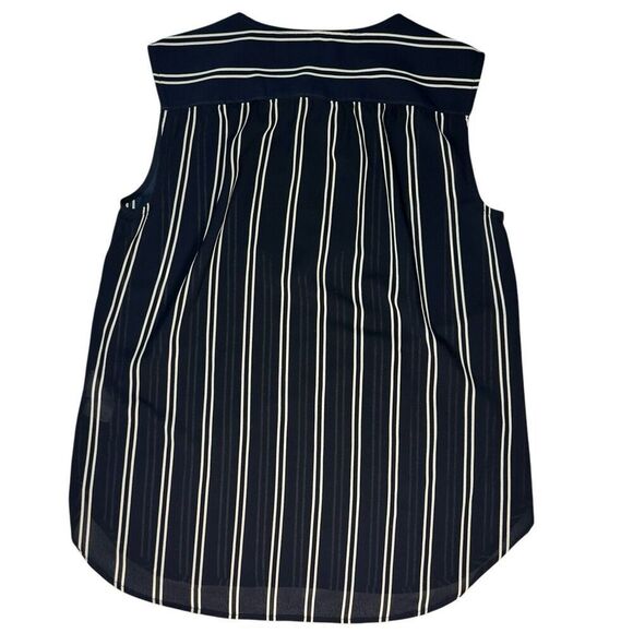 J. Crew‎ Drapey Keyhole Tomboy Tank Top Sheer Navy Blue with White Stripe Size 6 - Picture 10 of 12